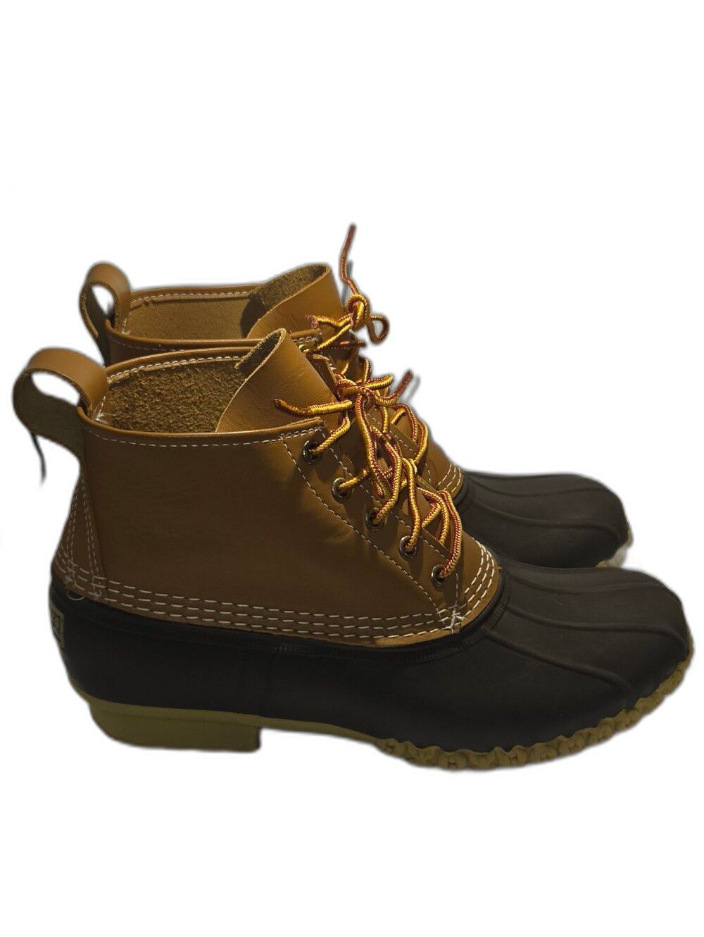 LL Bean Duck Boots 175051 Mens Size 9M Tan Brown Lace Waterproof Rain Boots